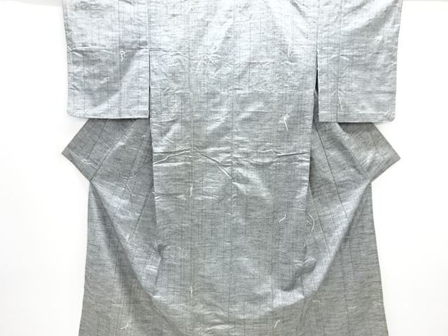 JAPANESE KIMONO / ANTIQUE HITOE KIMONO / SILK / FUSHI TSUMUGI / WOVEN RAIN STRIPE